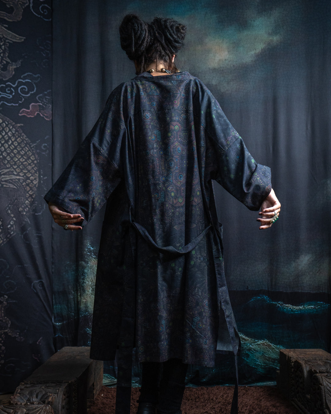 Classic Kimono Long / Cotton Viscose Blend - DARK PSYCHEDELIKA